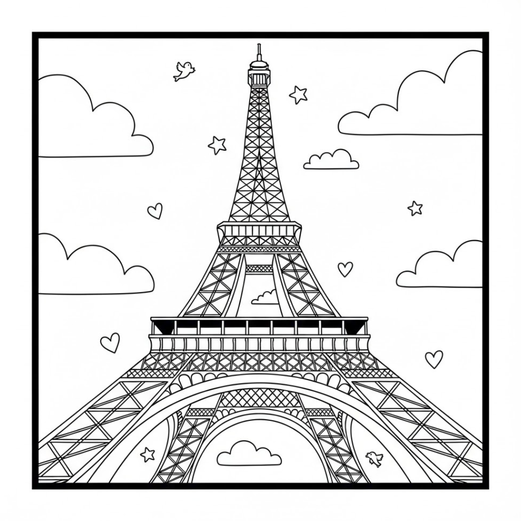 Eiffel Tower Coloring Pages